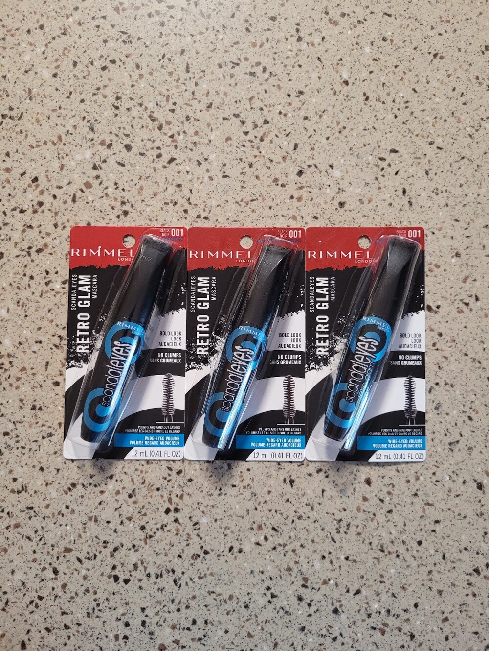 3 Rimmel Scandaleyes Retro Glam Waterproof Volume Mascara #001 Black Bold Look